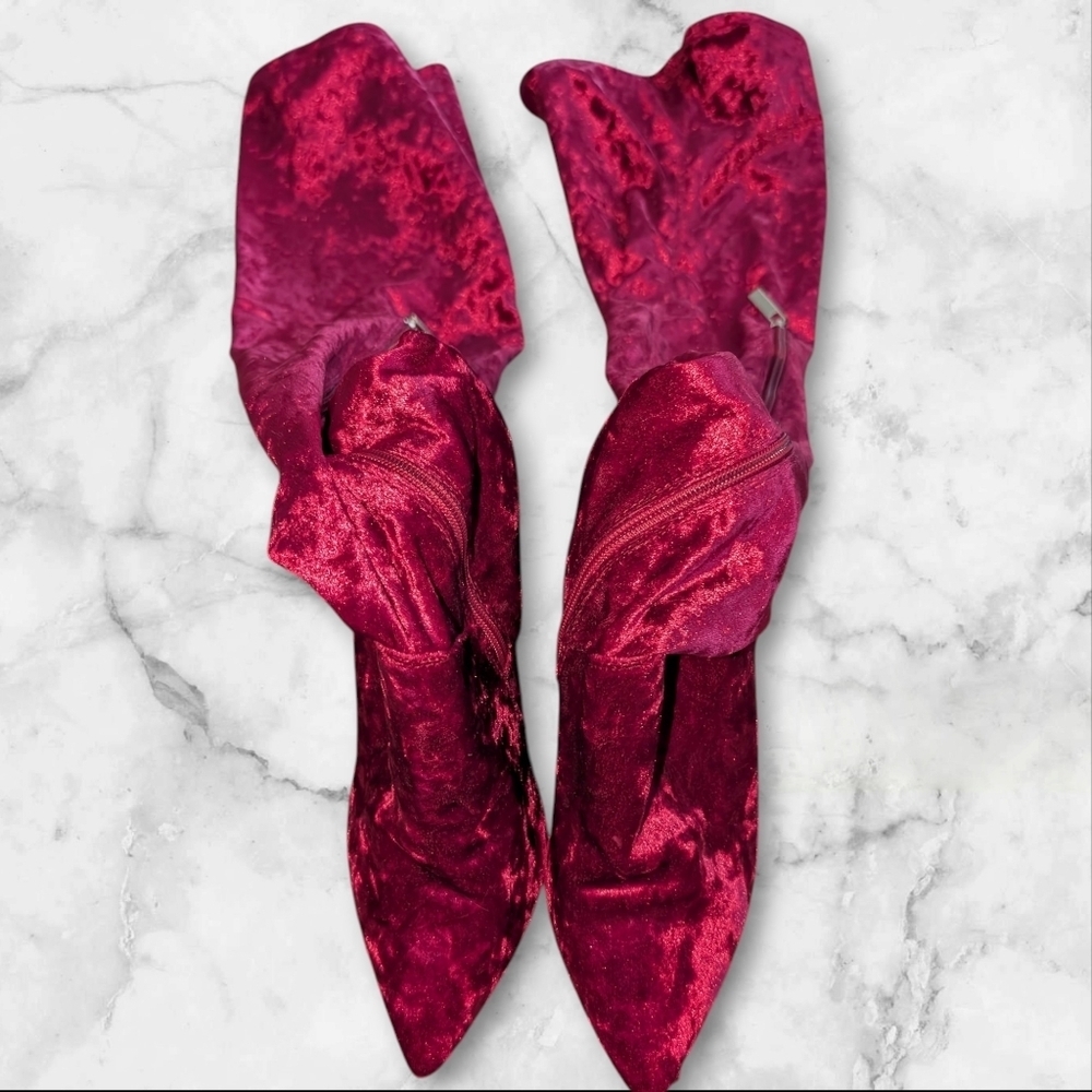 Anne Michelle Dedicate Velvet Thigh High Stilletos - Picture 3 of 5
